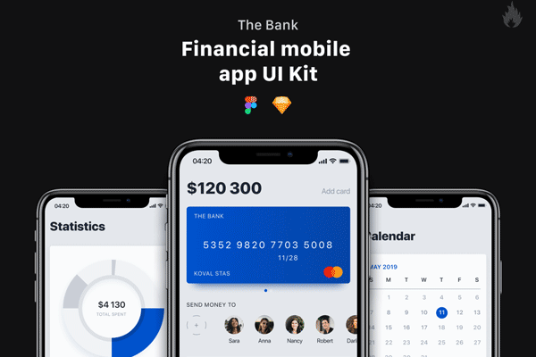 设计森林下午茶：高端的网银iOS APP UI KIT套装下载 [XD,Sketch]