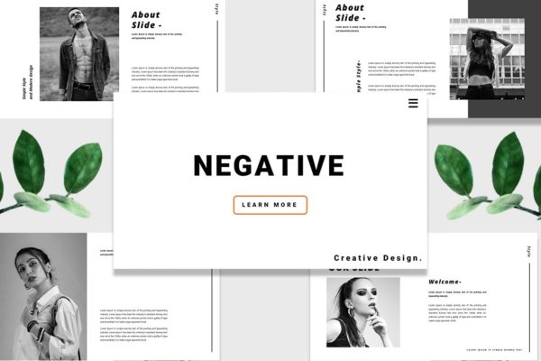 黑白极简设计风格PPT模板 Negative – PowerPoint Template