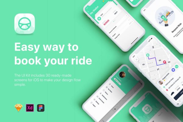 交通出行类APP UI套件 Aber Mobile UI Kit