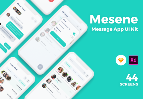 设计森林下午茶：简单的消息类APP UI KIT套装下载[Sketch,XD]