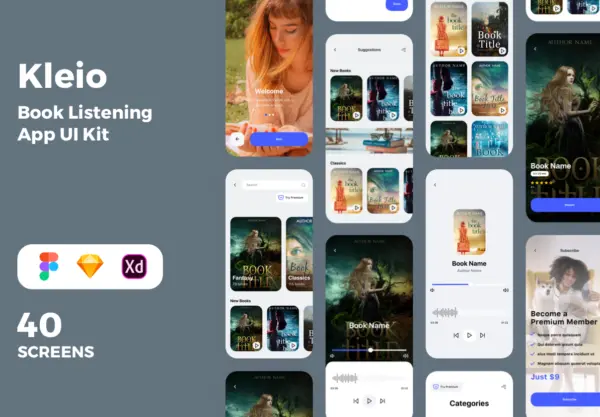 设计森林下午茶：有声读物/听书App UI套件