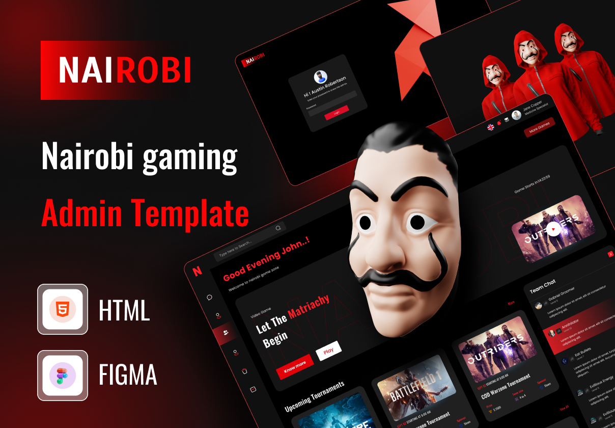 Nairobi – Gaming Admin Dashboard UI in Figma