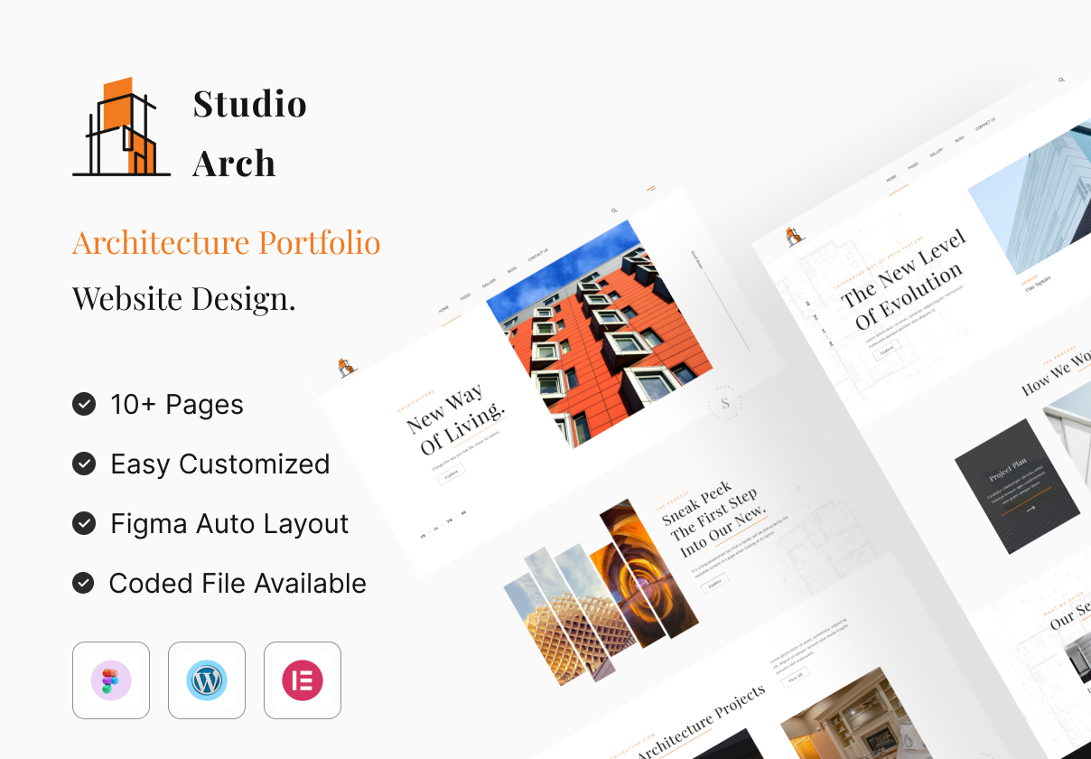 Studio Arch – Architecture Website UI in Figma