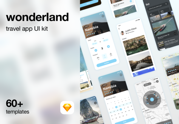 设计森林下午茶：简约旅行风格的APP UI KIT套装下载[Sketch]