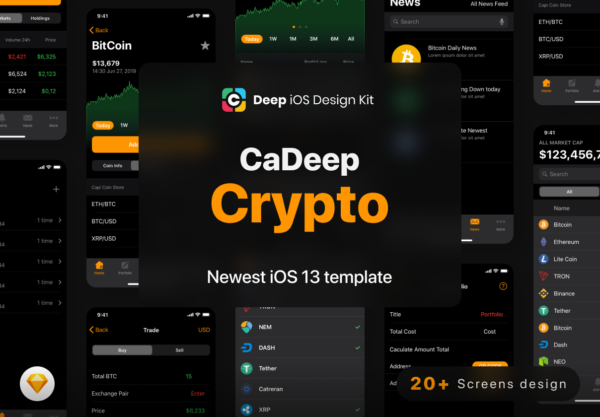 设计森林下午茶：区块链相关的功能 UI 与数据 APP ui 界面下载[Sketch]