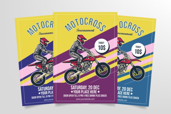 摩托车越野赛宣传单PSD素材 Motocross Tournament Flyer Template