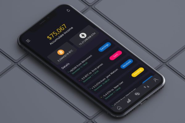 加密货币电子钱包APP应用界面模板 Cryptocurrency Wallet 6 Mobile Ui – H