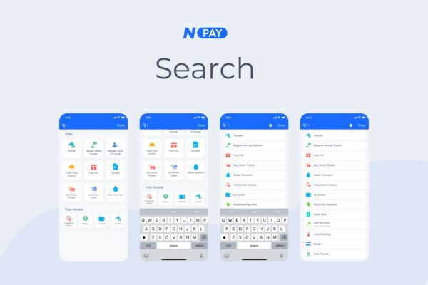 电子钱包APP应用UI设计之搜索界面设计模板 Search – Wallet Mobile UI – N