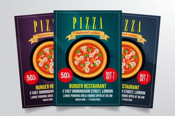 美食披萨促销海报模板 Pizza Flyer Template