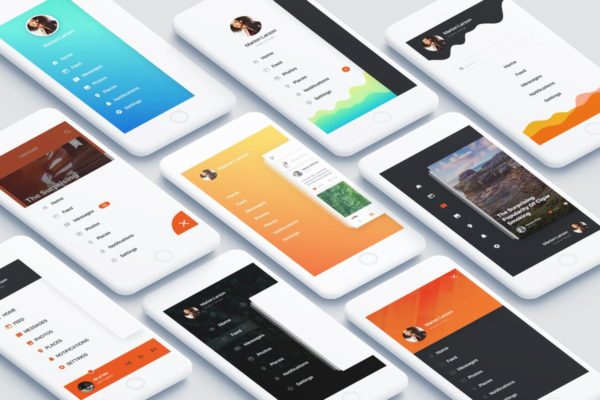 个人旅行日志类手机APP应用UI套件[Sketch] Navigation Mobile App UI Kit