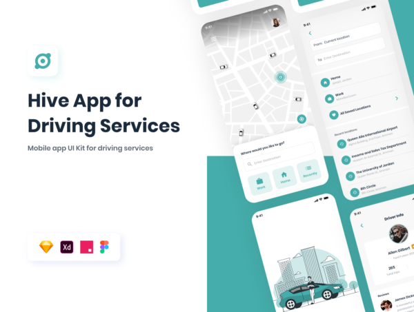 设计森林下午茶：驾驶服务打车类App iOS UI套件