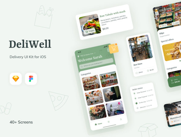 设计森林下午茶：适用于iOS的配送交付App UI Kit