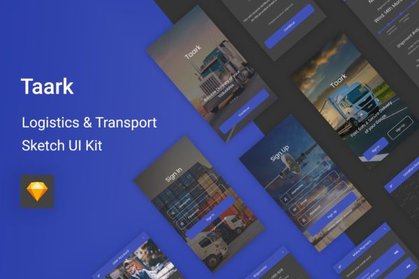 物流运输快递APP应用UI界面设计SKETCH模板 Taark – Logistics & Transport Sketch UI Kit