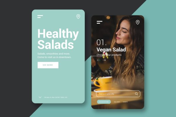 餐厅官网网站H5网站UI设计模板 Restaurant – Mobile UI Kit