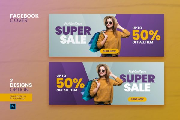时尚购物促销社交Banner广告Facebook封面设计模板 Facebook Cover 3.0