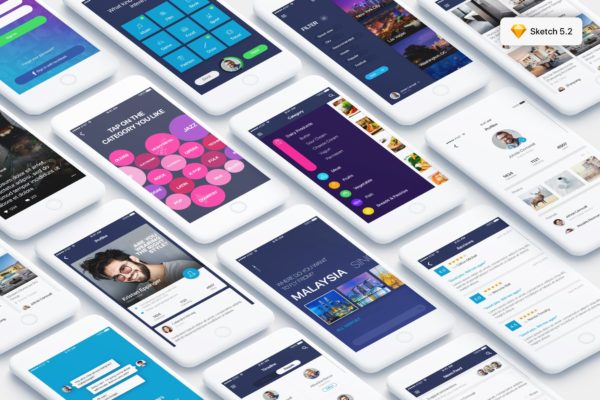 多用途综合性APP界面设计UI套件for SKETCH Mountify Mobile UI Kit for SKETCH