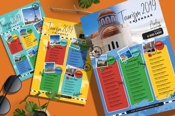 旅游活动日历传单设计 Tourism Events Calendar Flyer