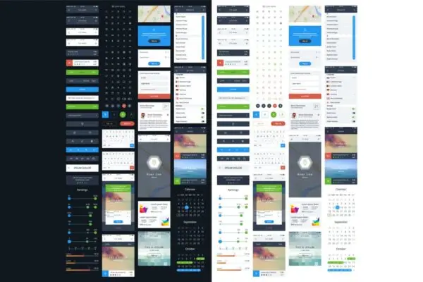 通用型手机APP应用开发UI套件库v2 Vector GUI Template. UI Kit.
