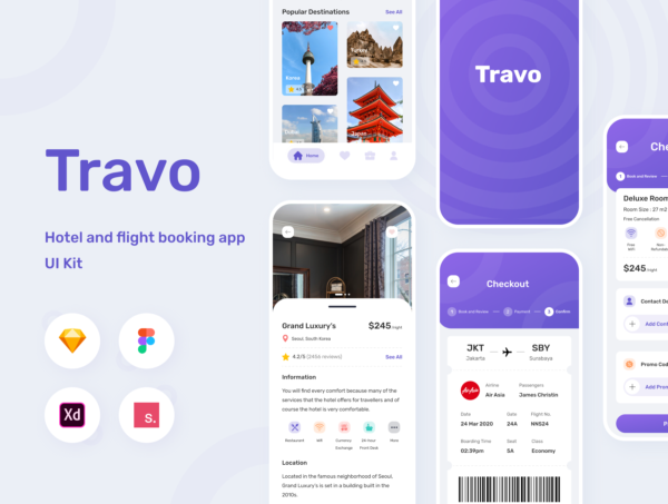设计森林下午茶：适用于旅行航班和酒店预订的APP UI KIT