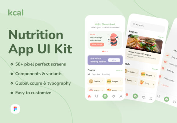 设计森林下午茶：健康饮食营养App应用 UI 套件