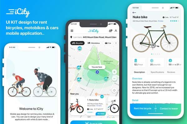 设计森林下午茶：都市骑行APP UI KIT模板套装下载 [Sketch]