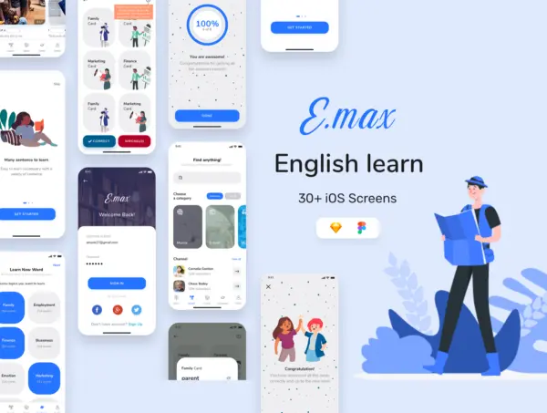 设计森林下午茶：英语学习APP移动应用iOS UI设计套件