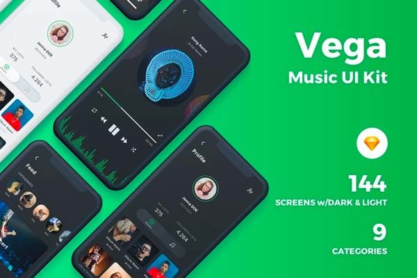 设计森林下午茶：高品质 iOS 音乐媒体播放 APP UI KIT 套装下载 [Sketch]