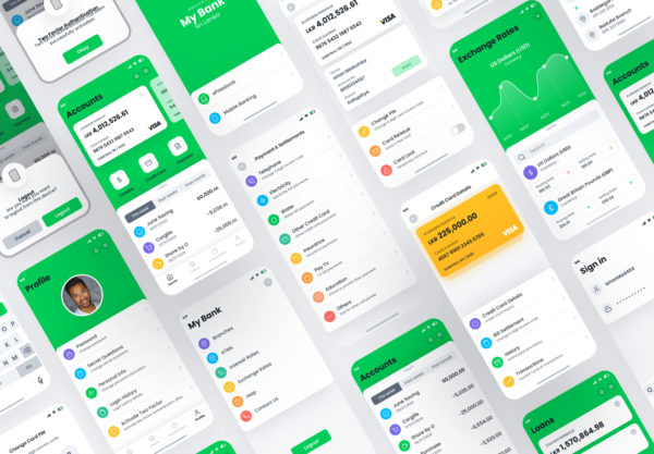设计森林下午茶：手机银行app应用程序iOS 14 UI套件