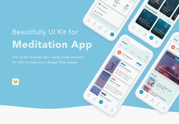设计森林下午茶：给冥想训练者使用的 APP UI Kit 套装下载[Sketch]
