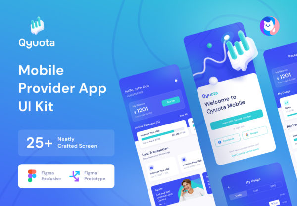 设计森林下午茶：移动网络提供商/运营商App应用程序UI套件