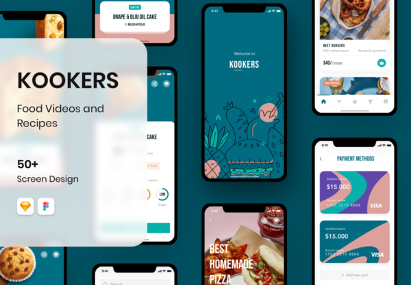 设计森林下午茶：美食视频类APP UI KIT套装下载[Sketch,fig]
