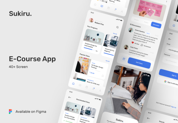 设计森林下午茶：电子课程App应用UI套件