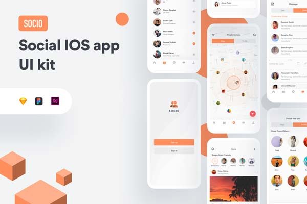 设计森林下午茶：精细完整的社交类iOS APP UI KIT套装下载 [XD,Sketch]