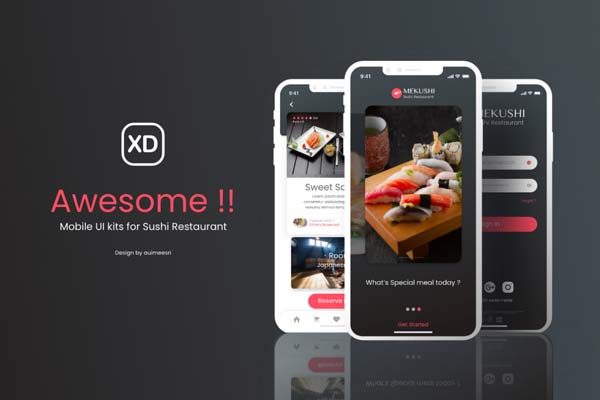 设计森林下午茶：精美的寿司美食类iOS APP UI KIT套装下载[XD,Sketch]