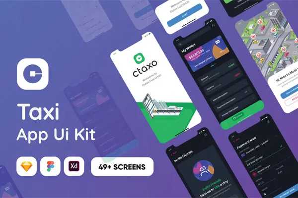 设计森林下午茶：出租车APP应用程序UI设计Sketch模板