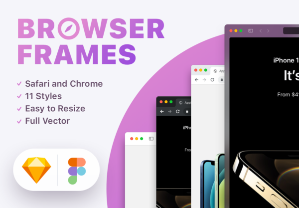 设计森林下午茶：Safari 和 Chrome浏览器框架网页展示样机
