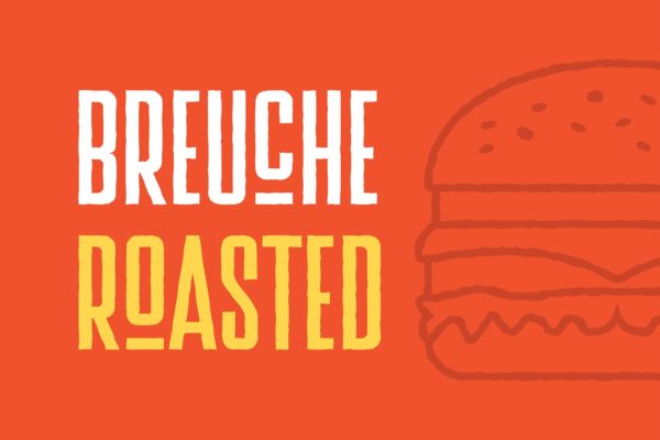美食烤肉餐厅粗糙颗粒感字体素材 Breuche Roasted