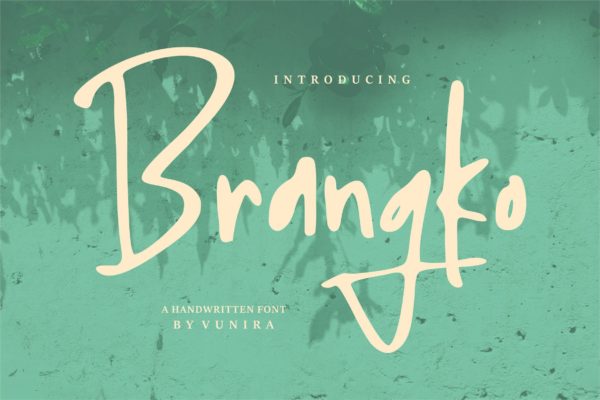 白色高挑细线设计英文手写字体 Brangko | A Handwritten Font