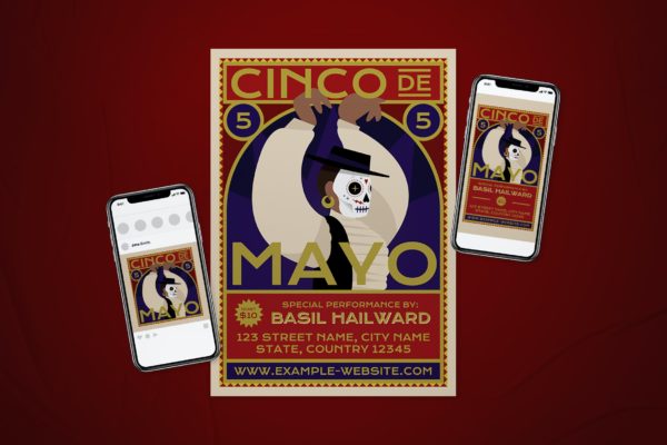 墨西哥五月五日海报传单套装 Cinco de Mayo Flyer Set