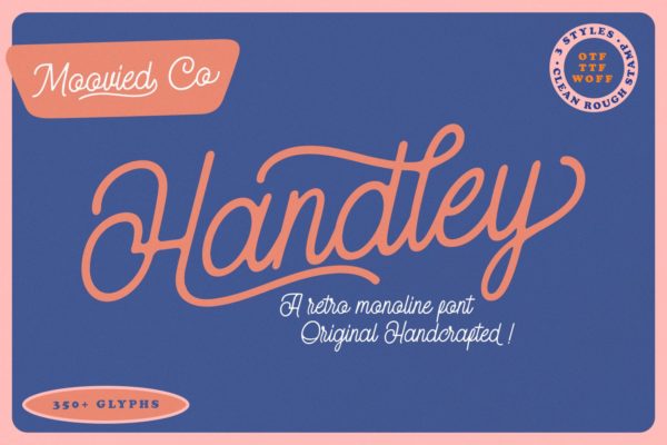 复古风格手写英文字体素材 Handley Monoline Retro