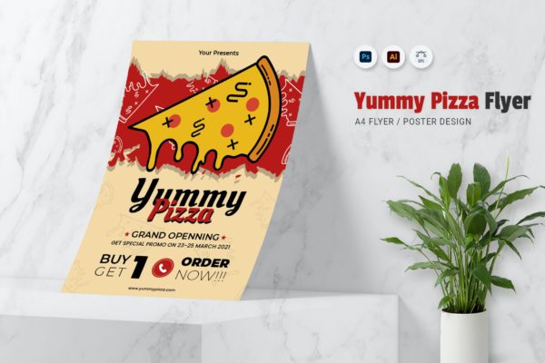 美味比萨食品海报设计 Yummy Pizza Flyer