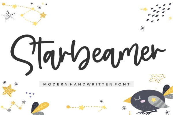 卡通手绘插画素材设计手写字体 Starbeamer YH – Handwritten Font