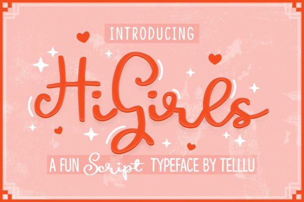 趣味连笔手写系列可爱英文字体 HiGirls Script