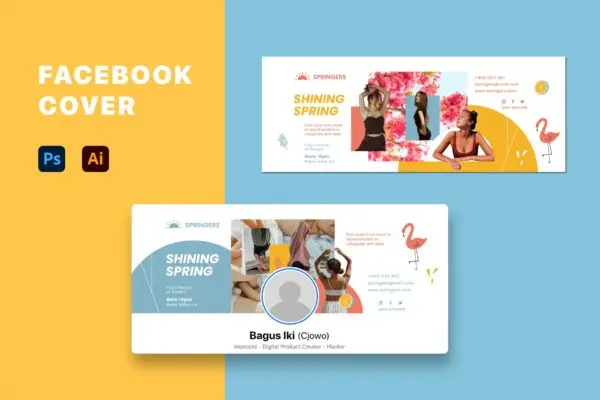 春天节日促销Facebook封面设计模板 Facebook Banner