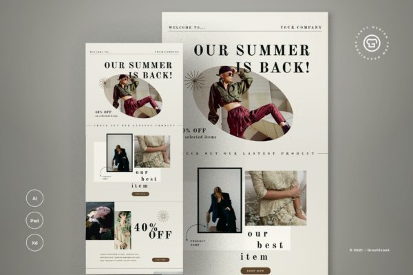 时装促销邮件订阅推广设计模板 Fashion Email Newsletter