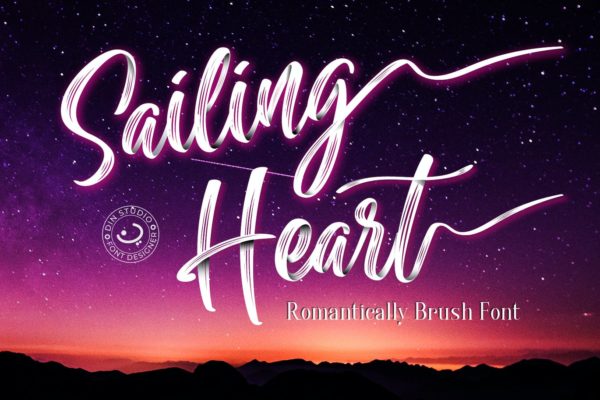 璀璨耀眼毛笔刷痕效果手写字体 Sailing Heart – Textured Script Font