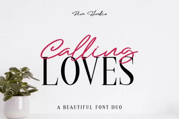 高雅细线手写签名风格英文字体素材 Calling Loves – Font Duo