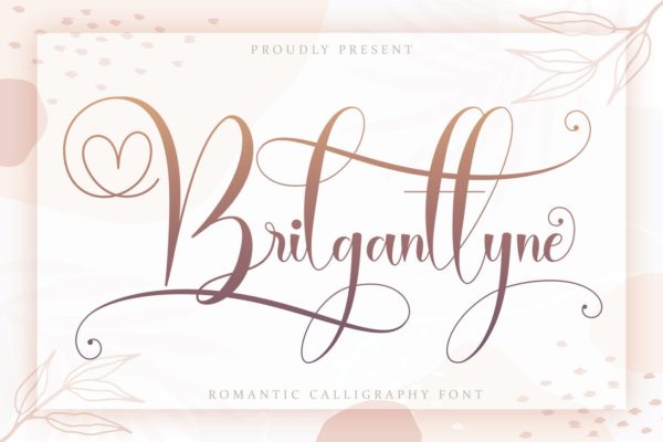 浪漫婚纱婚礼邀请函手写字体 Brilganttyne -script font hand lettering