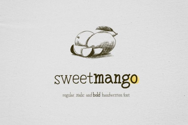 现代英文广告标志细线字体组合 Sweetmango – 3 Styles Handwritten Font