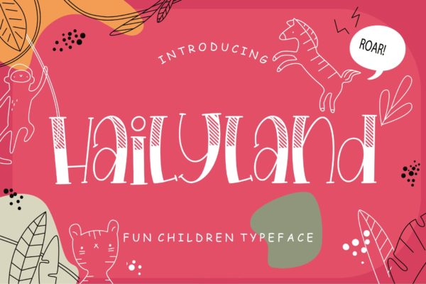 有趣的卡通绘画风格字体素材 Hailyland Fun Children Typeface